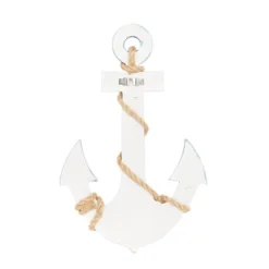 Wooden Anchor Wall Decor With Twisted Rope White - Olivia & May