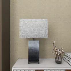 Polystone Table Lamp With Square Shade Gray - Olivia & May -Olivia & May GUEST ccc9d1a7 4a28 40eb b843 156edf538924