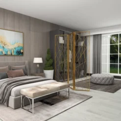 Glam Metal Geometric Room Divider Screen Gold - Olivia & May -Olivia & May GUEST ccca557c e347 41f9 9995 202b682a3361