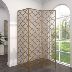 Modern Metal Filigree Room Divider Screen Gold - Olivia & May -Olivia & May GUEST cce9feee 34ed 4e9e ba3c 0da1769ee4ce