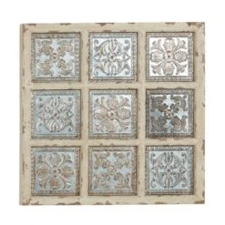 Metal Scroll Wall Decor With Embossed Details Beige - Olivia & May -Olivia & May GUEST ccf7b336 67cf 4d5d a4bf 565a48f21236