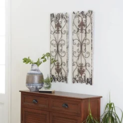 Set Of 2 Wooden Scroll Arabesque Wall Decors White - Olivia & May -Olivia & May GUEST cd960b81 2d40 4374 96a1 71523e81f2aa