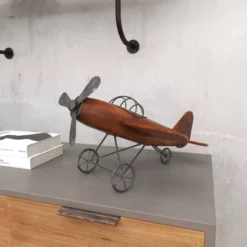 Vintage Reflections Rustic Wood And Iron Vintage-Style Model Plane (16") Olivia & May -Olivia & May GUEST cda718ed 96ea 4c43 85d9 83ca22655c10