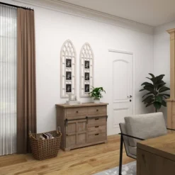 Wood 3 Slot Wall Photo Frame With Window Arch Shape Light Brown - Olivia & May -Olivia & May GUEST cddd3aaf 244f 416d bc34 4472c64832fe