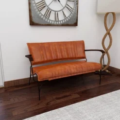 Vintage Leather Loveseat Brown - Olivia & May -Olivia & May GUEST cde74569 d87c 43a3 84ff 928fbe732067