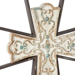 Set Of 2 Metal Cross Carved Wood Wall Decors Black - Olivia & May -Olivia & May GUEST ce60bc9b 7a77 481a a5fd 3d797162ced6