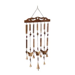 Coastal Wood Butterfly Windchime Brown - Olivia & May: Enchanting Melody, Indoor Decor, Easy Hang -Olivia & May GUEST ce88ae8d 45df 4a8f a17b b470ade1c422