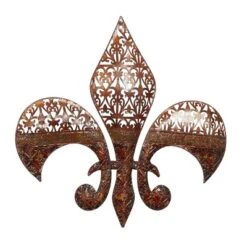 Metal Fleur De Lis Wall Decor With Perforated Details Brown - Olivia & May -Olivia & May GUEST ce954ecc 4f7b 4255 a8e6 5396c09989db