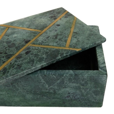 Set Of 3 Marble Box With Gold Linear Lines Green- Olivia & May 4 Set Of 3 Marble Box With Gold Linear Lines Green- Olivia & May - Image 2