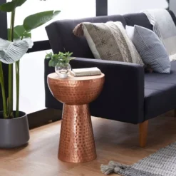 Metal Pedestal Stool Flat Top Copper - Olivia & May -Olivia & May GUEST ced1e929 98c5 4b62 adea 8df1d98f66cb