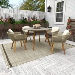 Small Round Concrete Outdoor End Table - Gray - Olivia & May -Olivia & May GUEST ceda9ff0 2b58 4290 aa3b f85ea24265c0