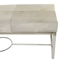 Contemporary Decorative Stainless Steel Cowhide Bench Silver - Olivia & May -Olivia & May GUEST cf1ed985 ba36 40df bb39 8f067a7394e7