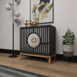 Art Deco Contemporary Mirrored Wood Cabinet Black - Olivia & May 41 Art Deco Contemporary Mirrored Wood Cabinet Black - Olivia & May -Olivia & May GUEST cf35de46 b6ab 409f 9619 3cc88feca6a9