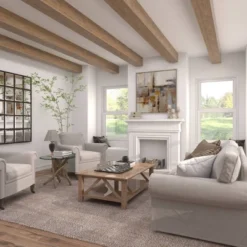 Log And Glass Round Accent Table Tan - Olivia & May -Olivia & May GUEST cf7c4a95 e675 41d0 aba6 ab32931fcf04