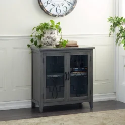 Contemporary Wood Cabinet Gray - Olivia & May