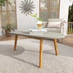 45"x18" Mid-Century Wood Outdoor Accent Table Gray - Olivia & May -Olivia & May GUEST d02043cd c687 42af a6b2 d5d62d3dab50