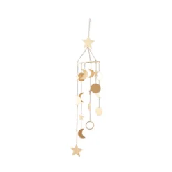 39" X 6.5" Iron Eclectic Moon And Stars Windchime Gold - Olivia & May: Charming Harmonic Decor For Indoor/Outdoor Use -Olivia & May GUEST d05d315e 9548 4fa4 9b06 3956b5e4cb73