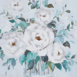 Canvas Floral Bouquet Framed Wall Art With Silver Frame Multi Colored - Olivia & May -Olivia & May GUEST d062bb42 e86a 4884 ac7c 9757b2a7835a