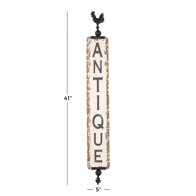 15" X 53" Rustic Distressed Wood And Metal Wall Decor White - Olivia & May 4 15" X 53" Rustic Distressed Wood And Metal Wall Decor White - Olivia & May - Image 2