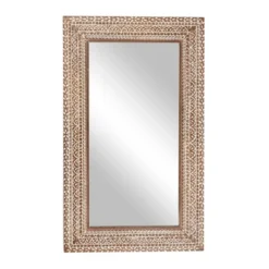 Wood Floral Intricately Carved Wall Mirror Brown - Olivia & May -Olivia & May GUEST d0d7ec61 6fe6 4027 aa75 e4fda424e99f