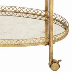 Oval Mirror Rolling Bar Cart Gold - Olivia & May -Olivia & May GUEST d109b1fe c865 4ea3 8beb bf928d50be16
