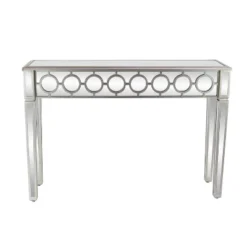 Glam Mirror And Wood Patterned Console Table Silver - Olivia & May