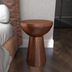 Metal Pedestal Stool Flat Top Copper - Olivia & May -Olivia & May GUEST d184d982 bd01 4d49 b1fa 883aad98cd90