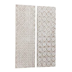 Set Of 2 Wooden Geometric Intricately Carved Wall Decors White - Olivia & May -Olivia & May GUEST d22b409b b00a 4058 ac74 4de8d80ceb66