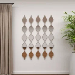 Metal Slim Stacked Chain 5 Layer Wall Mirror With Tear Drop Pattern And Foil Detailing Silver - Olivia & May -Olivia & May GUEST d263b1be 4902 4241 afae 1863cb058793