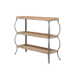 Rustic Metal Console Table With Shelves Brown - Olivia & May -Olivia & May GUEST d27110f1 5c27 4399 8b0c 55a5f1049529