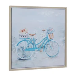Canvas Bike Handmade Framed Wall Art With Tan Frame Blue - Olivia & May -Olivia & May GUEST d288de6e 6cf3 4c34 82f8 bd4dcbc58112