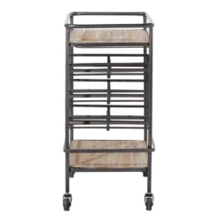 Metal And Wood 2 Tiered Wine Rack Chart Gray - Olivia & May -Olivia & May GUEST d2927135 4e53 48bc b358 77b1d4af5d1d