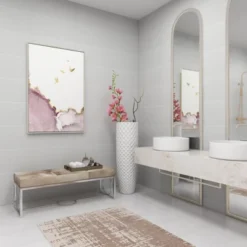 Contemporary Decorative Stainless Steel Cowhide Bench Silver - Olivia & May -Olivia & May GUEST d2ea7c34 ca96 417c 951a a0d175174123