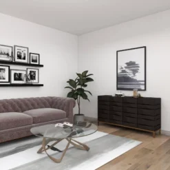 Contemporary Bold Facet Carved Wood Buffet Cabinet Brown - Olivia & May -Olivia & May GUEST d3545c83 d517 4381 9065 c421a8450d30