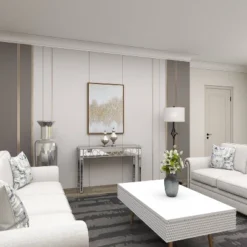 Glam Mirror And Wood Patterned Console Table Silver - Olivia & May -Olivia & May GUEST d3f5cf78 3f43 45b2 9246 1b052e7d6b1e