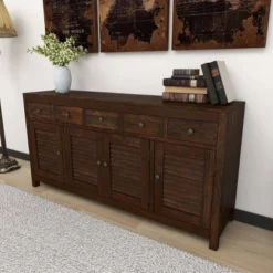 Rustic Wood Buffet Dark Brown - Olivia & May -Olivia & May GUEST d41d4f14 a488 4242 9511 e8bdf14f3ecf