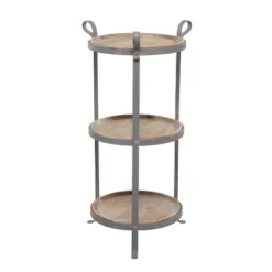 Industrial Metal Round Tiered Table Gray - Olivia & May