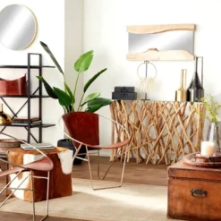 Contemporary Teak Wood Rectangle Console Table Brown - Olivia & May -Olivia & May GUEST d4b5fae2 580f 4465 a5ee f8447ddfea29