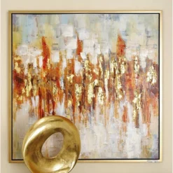 Canvas Abstract Framed Wall Art With Gold Frame Gold - Olivia & May