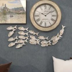 45" X 17" Coastal Wood Fish Wall Decor White - Olivia & May -Olivia & May GUEST d54a5739 032e 4f3b a4bd cdd2152c9997