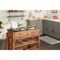 Coastal Wood Kitchen Cart Brown - Olivia & May -Olivia & May GUEST d5728914 de20 4d98 ab67 a018a3ae4ef7