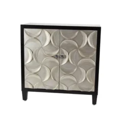 Modern Crescent Moon Pattern Wood Rectangle Cabinet Black - Olivia & May -Olivia & May GUEST d589957b 6a3b 413b aec8 df00f14c0137