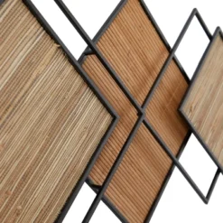 16" X 43" Bamboo Geometric Overlapping Diamond Wall Decor With Metal Wire Brown - Olivia & May -Olivia & May GUEST d58a6b33 41ef 4cab a077 700d4b6fab60
