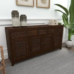 Rustic Wood Buffet Dark Brown - Olivia & May -Olivia & May GUEST d59f7a99 648f 4872 a051 6fa94c0e85b5