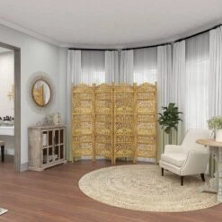 Traditional 4 Panel Fine Carved Room Divider Screen Gold - Olivia & May -Olivia & May GUEST d5bcc1e7 c4a1 4a02 8b36 411ed8924c33