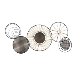 Metal Plate Wall Decor With Textured Pattern Black - Olivia & May -Olivia & May GUEST d6057983 7cd8 48c6 a522 475dc0720bc7