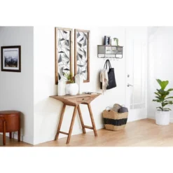 Metal Geometric Wall Decor With Wood Frame Set Of 2 Black - Olivia & May -Olivia & May GUEST d7363a8a ed08 48d6 be73 f794ed173635