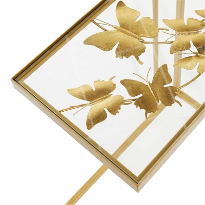 Contemporary Metal And Glass Accent Table Gold - Olivia & May 5 Contemporary Metal And Glass Accent Table Gold - Olivia & May - Image 3