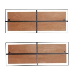 Wood Geometric Linear Carved Wall Decor With Black Frame Set Of 2 Brown - Olivia & May -Olivia & May GUEST d7ed5f0a df0b 48ff 83d9 895b8ba4983f