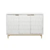 Contemporary Carved Woven Pattern Wood 3 Door Cabinet White - Olivia & May -Olivia & May GUEST d8225dac 2e55 4f7a b077 cafe006e30ad